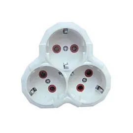 Triplu stecher cu impamantare schuko, 16A