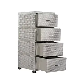 Dulap  4 sertare plastic, ratan, gri 