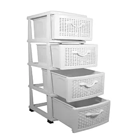 Dulap plastic baie bucatarie, 4 sertare, alb