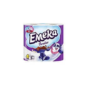 Emeka Hartie igienica 3 straturi, 4 role, paradise, alba