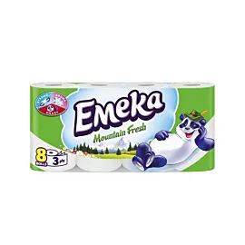 Emeka Hartie igienica 3 straturi, 8 role, mountain fresh, alba