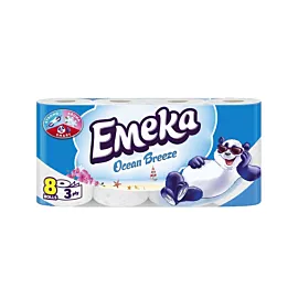 Emeka Hartie igienica 3 straturi, 8 role, ocean breeze, alba