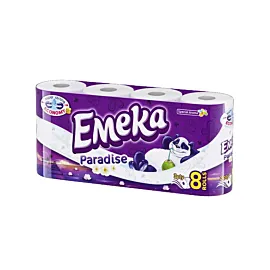 Emeka Hartie igienica 3 straturi, 8 role, paradise, alba