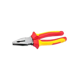 Patent cleste cu maner cauciucat, galben-rosu