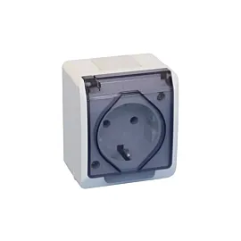 Priza simpla cu capac PT IP44, alba