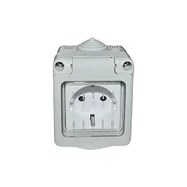 Priza simpla cu capac PT IP55, alba