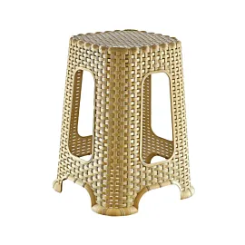 Taburet mare tip ratan crem