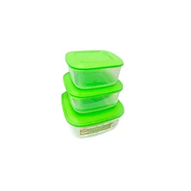 Set 3 cutii patrate din plastic alimentar